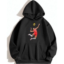 Tarzsokak Unisex Filenin Sultanları Voleybol Vargas Baskılı Oversize Sweatshirt Siyah