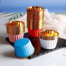 Belirtilmemiş 25LI Muffin Kalıbı - Kalıpları, Su Geçirmez ve Yağ Geçirmez Pişirme Kağıtları, Ev Veya Parti Için Alüminyum Folyo Pişirme Kek Kapları - Mavi-Altın
