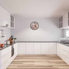 Nurton Krem 36 cm Dekoratif Mutfak Duvar Saati