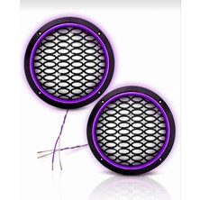 Qosrix 16X16 cm Mor Renk Neon LED Işıklı Midrange Yuvarlak Hoparlör Kapağı 1 Çift