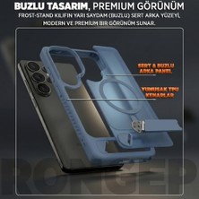 Belirtilmemiş Galaxy S26 Ultra Için Kılıf Yatay Stantlı Manyetik  S26 Ultra Koruyucu Darbeye Dayanıklı Arkası Sert ve Yarı Saydam  S26 Ultra Kılıf (Mavi)