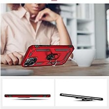 Belirtilmemiş Xiaomi Poco X3 Pro ile Uyumlu Kapak Military Yüzüklü Stantlı Panzer Tank Kılıf - Kırmızı