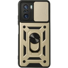 Nurton Mey Ithalat®   Poco F3 Kılıf Pars Lens Yüzüklü Silikon - Gold