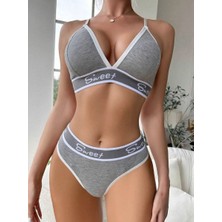 Liyuza Kadın Gri Sweet Sütyen Kilot Takımı 5198
