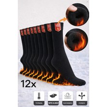 Mrc Tactical 12'li Termal Kışlık Kalın Siyah Çorap Kamp Pamuklu Outdoor Nefes Alabilen Kışlık Kalın Siyah Çorap