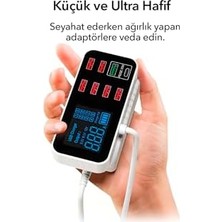 Belirtilmemiş Spovan LED Ekranlı 8 Port Masaüstü Duvar Seyahat Type C USB 40W Şarj Istasyonu Adaptörü