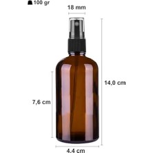 Belirtilmemiş Afracam 100 ml Siyah Spreyli Amber Cam Şişe 100 cc Sızdırmaz Kapaklı Fısfıs Kahverengi Cam Şişe 6 Adet