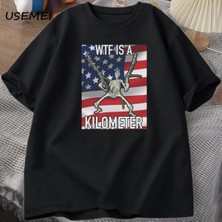 Tarzsokak Wtf Bir Kilometre Komik Iskelet Meme T-Shirt Rahat Pamuk Kısa Kollu Komik Parodi Tees Amerika 2837