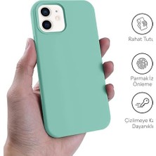Belirtilmemiş iPhone Kılıf Ince Sıvı Silikon 3 Katmanlı Tam Kaplamalı Yumuşak Jel Kauçuk Kılıf Kapak (Turkuaz, iPhone 11)