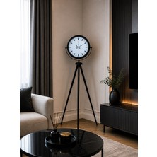 Nurton Siyah & Beyaz Saf Sade Tasarım Tripod Ayaklı Saat