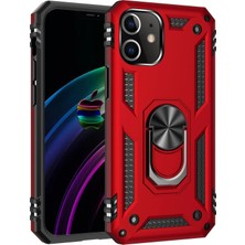 Nurton Mey Ithalat®  iPhone 12 Mini Kılıf Sofya Yüzüklü Silikon Kapak - Kırmızı