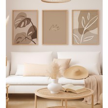 Voba Store Üç Parça Bohem Çiçek Temalı Dekoratif Çerçeve Görünümlü Mdf Tablo Seti