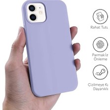 Belirtilmemiş iPhone Kılıf Ince Sıvı Silikon 3 Katmanlı Tam Kaplamalı Yumuşak Jel Kauçuk Kılıf Kapak (Koyu Lila, iPhone 11)