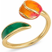 Hector&Co. Jewellery Tasarım Turuncu & Yeşil Emaye Detaylı Gold Ayarlanabilir Yüzük ✨