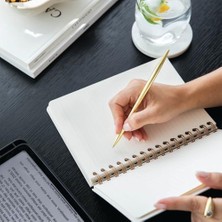 Belirtilmemiş A5 Spiralli Sert Kapak Keten Çizgili Tarihsiz Not Defteri Siyah