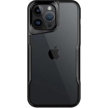 Belirtilmemiş & Aksesuar Apple iPhone 15 Pro ile Uyumlu Arkası Şeffaf Silikon - Yükseltilmiş Lens Çerçeveli Airprotect Tasarımlı Darbe Emici Kılıf (Siyah)