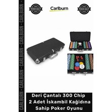 Carlburn Özel Üretim Lüks Profesyonel Deri Çantalı 300 Chip 2 Adet Iskambil Kağidına Sahip Poker Oyunu
