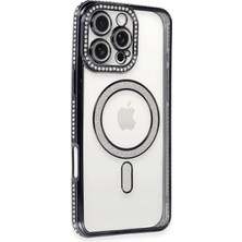 Nurton Mey Ithalat®  iPhone 16 Pro Kılıf Joke Simli Magneticsafe Kılıf - Siyah