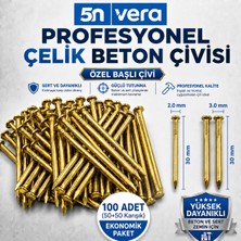 5N Vera 100'LÜ Beton Çivisi Ekonomik Seti | 2X30 mm + 3X30 mm Karışık Paket | Duvar ve Beton Uyumlu Çelik Çivi
