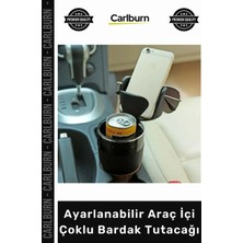 Carlburn Özel Üretim Döner Yapılı Fonksiyonel Bardaklık Siyah Ayarlanabilir Araç Içi Çoklu Bardak Tutacağı