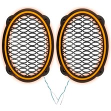 Qosrix Turuncu Renk LED Işıklı Midrange Oval Hoparlör Kapağı 1 Çift Kapak