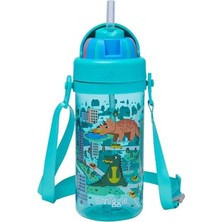 Smiggle Adventurous Askılı Su Şişesi 400 ml Mavi – Askılı, Flip Kapaklı Matara