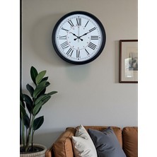 Nurton Zentime Siyah Asil Tasarım Roma Rakamlı 40 cm Metal Duvar Saati