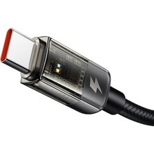 Belirtilmemiş CA-2840 Type-C To Type-C 100W LED Işikli Power Off Hızlı Data Şarj Kablosu 1.2m, Siyah