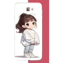Aksesuarist Samsung Galaxy J7 Prime Uyumlu Kawaii Beyaz Sweatshirt Kız Baskılı Silikon Kılıf