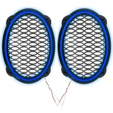 Qosrix Mavi Renk LED Işıklı Midrange Oval Hoparlör Kapağı 1 Çift Kapak