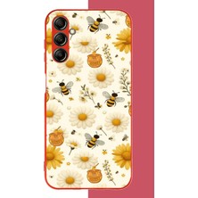 Aksesuarist Samsung Galaxy A14 Uyumlu Arılı Sarı Çiçek.jpeg Baskılı Silikon Kılıf