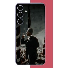 Aksesuarist Samsung Galaxy S24 Plus Uyumlu Halka Seslenen Atatürk Baskılı Silikon Kılıf