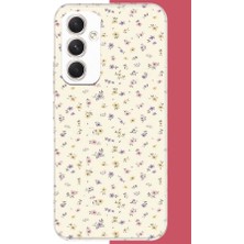 Aksesuarist Samsung Galaxy A54 Uyumlu Sarı Lila Çiçek Baskılı Silikon Kılıf