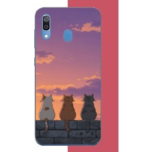 Aksesuarist Samsung Galaxy A20-A30 Uyumlu Duvardaki Kediler Baskılı Silikon Kılıf
