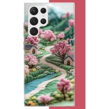 Aksesuarist Samsung Galaxy S22 Ultra Uyumlu Nakışlı Köy Baskılı Silikon Kılıf