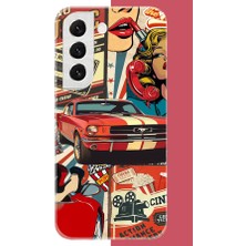 Aksesuarist Samsung Galaxy S22 Uyumlu Retro Baskılı Silikon Kılıf