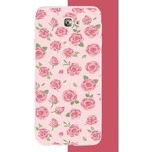 Aksesuarist Samsung Galaxy J7 Prime Uyumlu Pembe Gül Baskılı Silikon Kılıf