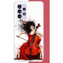 Aksesuarist Samsung Galaxy A52-A52S Uyumlu Çello Çalan Kadın Baskılı Silikon Kılıf