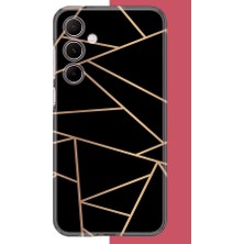 Aksesuarist Samsung Galaxy A55 Uyumlu Altın Diyagonal Çizgi Baskılı Silikon Kılıf