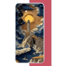 Aksesuarist Samsung Galaxy S25 Uyumlu Mavi Bulutlu Deniz Feneri Baskılı Silikon Kılıf