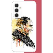 Aksesuarist Samsung Galaxy A54 Uyumlu Sulu Boya Atatürk Baskılı Silikon Kılıf