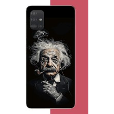 Aksesuarist Samsung Galaxy A51 Uyumlu Einstein Baskılı Silikon Kılıf