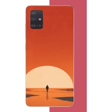 Aksesuarist Samsung Galaxy A51 Uyumlu Retro Güneş Batımı Baskılı Silikon Kılıf