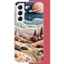 Aksesuarist Samsung Galaxy S22 Uyumlu Plato ve Uzay Baskılı Silikon Kılıf