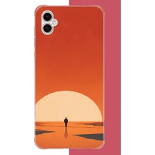 Aksesuarist Samsung Galaxy A04 Uyumlu Retro Güneş Batımı Baskılı Silikon Kılıf