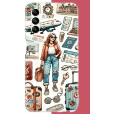 Aksesuarist Samsung Galaxy A04S Uyumlu Vintage-Travel Baskılı Silikon Kılıf