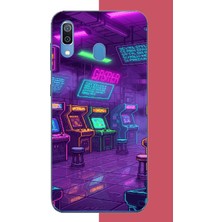 Aksesuarist Samsung Galaxy A20-A30 Uyumlu Cyberpunk Neon Arcade Baskılı Silikon Kılıf