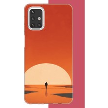 Aksesuarist Samsung Galaxy M31S Uyumlu Retro Güneş Batımı Baskılı Silikon Kılıf