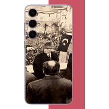 Aksesuarist Samsung Galaxy S24 Plus Uyumlu Halka Seslenen Atatürk2 Baskılı Silikon Kılıf