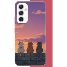 Aksesuarist Samsung Galaxy A54 Uyumlu Duvardaki Kediler Baskılı Silikon Kılıf